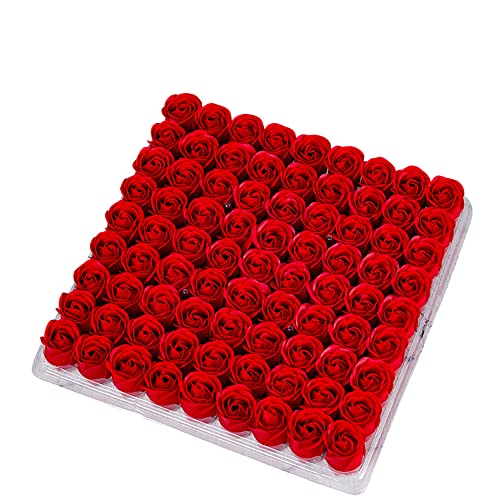 81 Stück Rose Seife Blume, Künstliche Rosen Duftseifen Mini Rosenkopf Rosenblüten in Geschenkbox Flora duftende Seife Rose Blume Geschenk für Jahrestag Geburtstag Hochzeit Valentinstag Box von BYNYXI