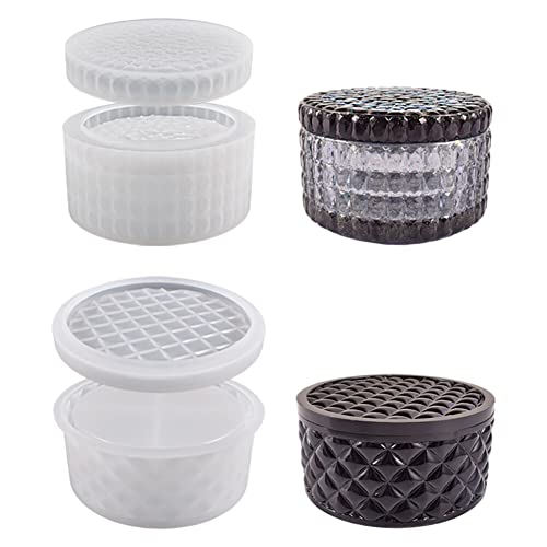 BYNYXI 2 Stück Epoxidharz Formen Schmuckbox, 3D Runde Silikonbox Form mit Deckel Harzgussformen DIY Schmuckaufbewahrung Schachtel Form wiederverwendbar Silikonform Epoxidharz für Harz Box Gussform von BYNYXI