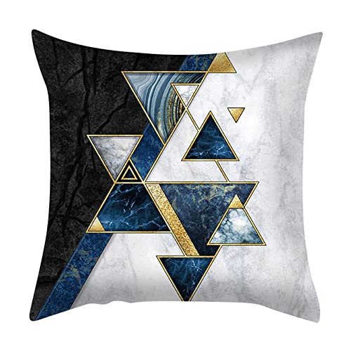 BYNYXI 2 Stück Samt Kissenbezug 45x45cm, Marmor Kissenbezug Quadratische Kissenhülle Weich Moderne Minimalist Geometrie Mustern Blau Gold Dekorativ Kissenbezug für Wohnzimmer Home Sofa Schlafzimmer von BYNYXI