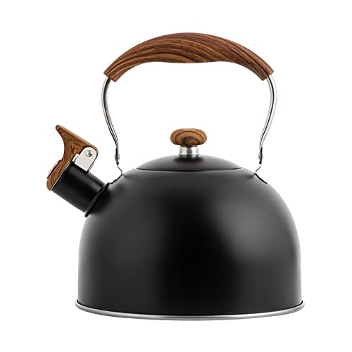 BYNYXI 2.5L Pfeifkessel Induktion, Moderne Wasserkessel Edelstahl Whistling Kettle Kaffeekessel Automatisch pfeifender Wasserkocher Flötenkessel mit Holzgriff Pfeifkessel für Induktionsherd Gasherd von BYNYXI