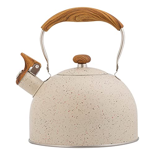 BYNYXI 2.5L Pfeifkessel Induktion, Moderne Wasserkessel Edelstahl Whistling Kettle Kaffeekessel Automatisch pfeifender Wasserkocher Flötenkessel mit Holzgriff Pfeifkessel für Induktionsherd Gasherd von BYNYXI