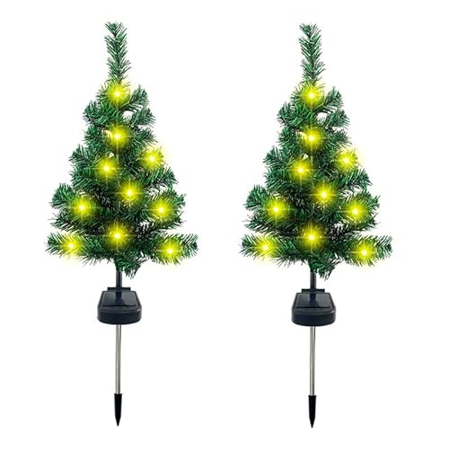 BYNYXI 2PCS 78cm LED Outdoor Weihnachtsbaum Dekorative Lichter, Rasen Tannenbaum mit Beleuchtung LED Solar Boden Licht Solar Gartenstecker Gartenleuchte Rasenlampe für Weihnachten Advent Landschaft von BYNYXI