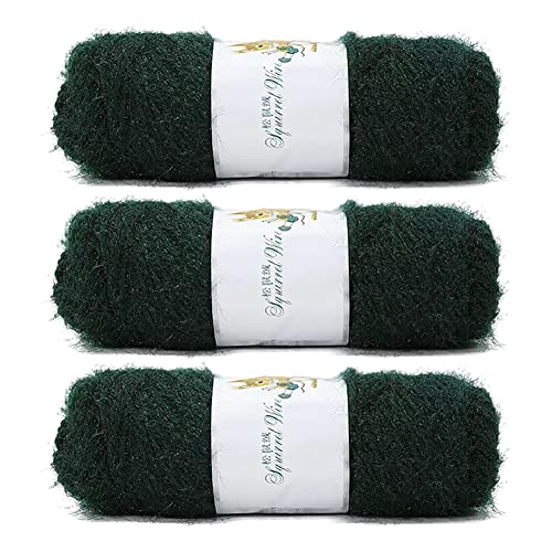BYNYXI 3 Bundle Set Soft Warm Yarn 75 Grams Fluffy Pure Color Wool Yarn Hats Scarves Sweater DIY Yarn for Knitting Crocheting Green von BYNYXI