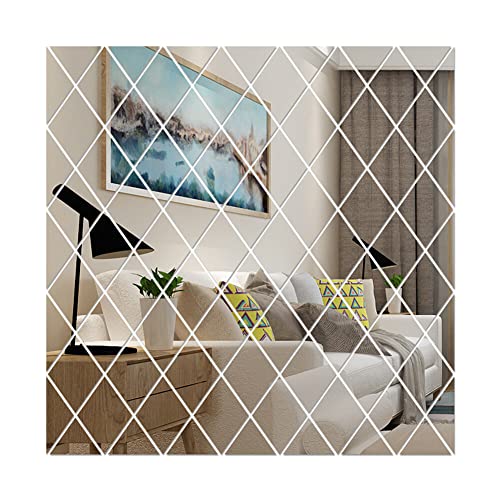 BYNYXI 3D Diamant Spiegel Wandaufkleber, 50cmx100cm Spiegel Oberfläche Hintergrund Aufkleber DIY Dreiecke Mirror Wall Sticker Abnehmbare Wandspiegel Acryl Aufkleber für Zuhause Wohnzimmer Schlafzimmer von BYNYXI