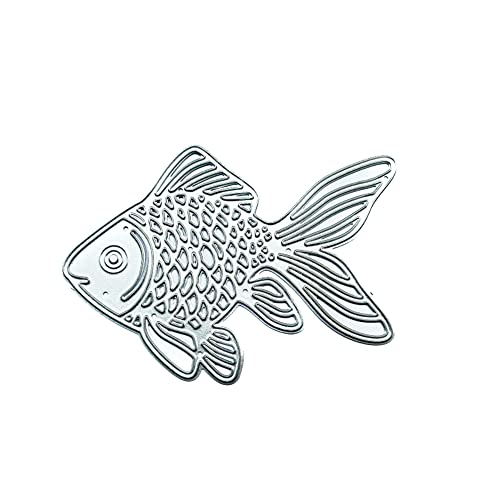 BYNYXI 3D Goldfisch Stanzschablone, Fish Metall Stanzformen Schneiden Stanzschablone Bilderrahmen Scrapbooking Kohlenstoffstahl Prägeschablonen für DIY Scrapbooking Papier Grußkarten Dekor von BYNYXI