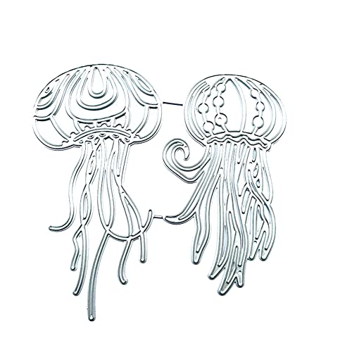 BYNYXI 3D Qualle Stanzschablone, Jellyfish Metall Stanzformen Schneiden Stanzschablone Bilderrahmen Scrapbooking Kohlenstoffstahl Prägeschablonen für DIY Scrapbooking Papier Grußkarten Dekor von BYNYXI