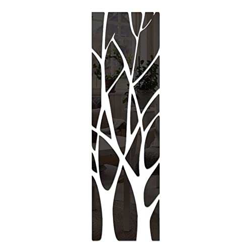 BYNYXI 3D Spiegel Wandaufkleber Baum, 135cmx37cm Spiegelfläche Baumstamm Aufkleber Zweig Hintergrund Wandaufkleber Acryl Spiegel Selbstklebend Wandtattoos Sticker für Schlafzimmer Wohnzimmer von BYNYXI