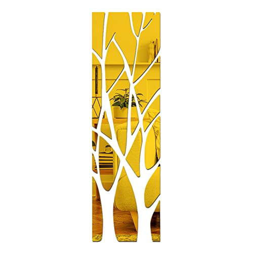 BYNYXI 3D Spiegel Wandaufkleber Baum, 135cmx37cm Spiegelfläche Baumstamm Aufkleber Zweig Hintergrund Wandaufkleber Acryl Spiegel Selbstklebend Wandtattoos Sticker für Schlafzimmer Wohnzimmer von BYNYXI