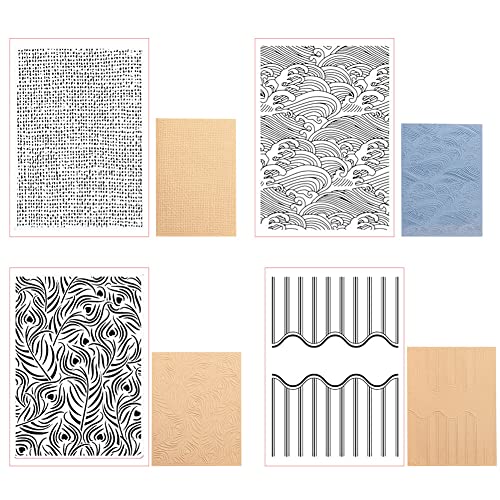 BYNYXI 4 Stück Prägeschablone Kunststoff Prägefolder, 3D Embossing Folder Prägeschablone Transparent Prägeordner Schablone für Kartenherstellung Scrapbooking Papier Handwerk Album-11.5cmx14.5cm von BYNYXI