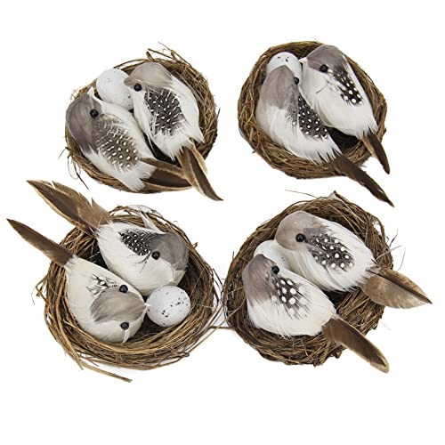 BYNYXI 4er Set Künstliche Vogelnest und Ei, Schaumvogel Vogel Ostern Deko Mini Vogel Dekofigur Osterfiguren Dekovögel Vogel Ornament Garten Deko Schaum Gartenfiguren Garten Frühling Deko von BYNYXI