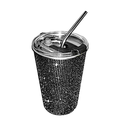 BYNYXI 560ML Bling Edelstahl Thermobecher, Glitzer Auto Trinkbecher mit Strohhalm und Decekl Strass Kaffeebecher Kaffee to go Isolierbecher Auslaufsicherer Thermobecher für Kaffee und Tee Unterwegs von BYNYXI