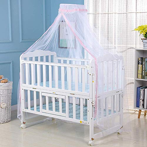 BYNYXI Babybett Moskitonetz, 160cmx450cm Babybett Himmel Mädchen Chiffonhimmel Babybett Insektenschutz Atmungsaktiv Mückennetz für Kinderbetten Himmelbett, für Baby mädchen Jungen von BYNYXI