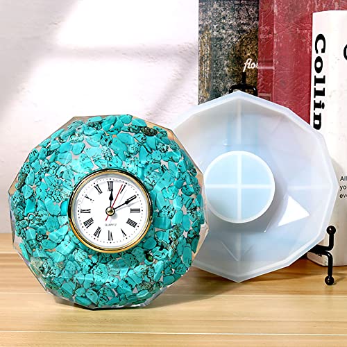 BYNYXI DIY Uhr Silikonform, 65mm Polygon Wanduhr Gießform Resin Uhrform Kristallgel Tropfform Harz Uhr Epoxidharz Uhr Wanduhr Gießform für DIY Basteln Handgemacht Kunsthandwerk Wand Dekoration von BYNYXI
