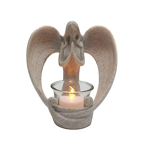 BYNYXI Engelsflügel Teelichthalter, Gebet Kerzenständer Windlicht mit Glas Betender Engel Figur Memorial Kerzenhalter Gebetsflügel Engel Figur Engel Schutzengel Aromalampe Teelichthalter Geschenke von BYNYXI