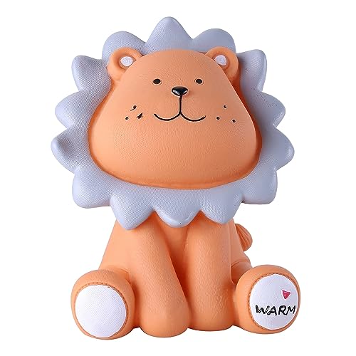 BYNYXI Harz Löwen Spardose, Löwe Münzbank Kinder Sparschwein Niedlichen Cartoon Löwen Kawaii Spielfigur Dekoration Sparbüchse Bruchsichere Sparschwein für Kinder Geburtstagsgeschenk-13cmx12cmx17cm von BYNYXI