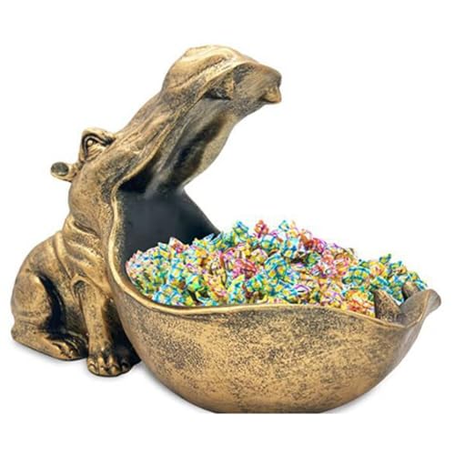 BYNYXI Hippo Schlüsselschale Tier, Hippo Big Mouth Schlüssel Aufbewahrungsbox Resin Hippo Figurine Nilpferd Schlüsselschale Hippo Snack Schalen Candy Dish Figur Statue Geschenk, 17cmx11cmx20cm von BYNYXI