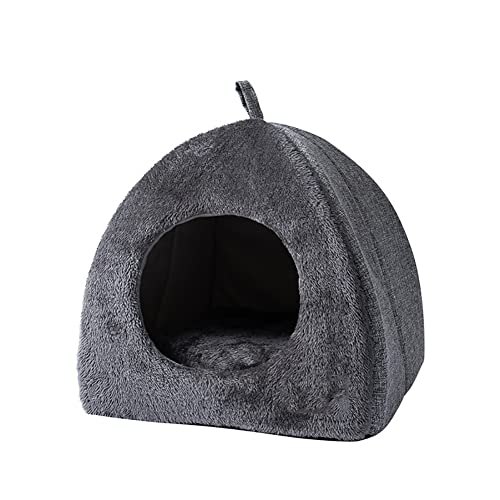 BYNYXI Katzenhöhle, Warm Kuschelhöhle für Katzen Höhle Waschbare Katzenhaus mit abnehmbare Kissen Flauschiges Plüsch Kätzchenbett Dreieckiges Katzenschlafplatz für Katzen und Kätzchen,32cmx32cmx35cm von BYNYXI