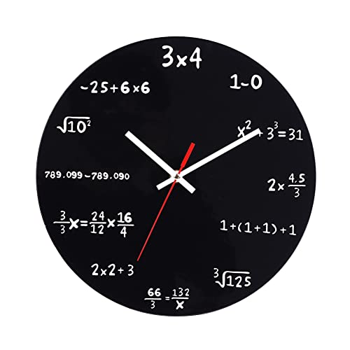 BYNYXI Math Number Wanduhr, Holzwanduhr Schwarz Weiß Lustige Mathematische Uhr Formel Uhr Minimalistische Wanduhr ohne Tickgeräusche Wanddekoration für Zuhause Wohnzimmer Schlafzimmer Büro, 29.5cm von BYNYXI