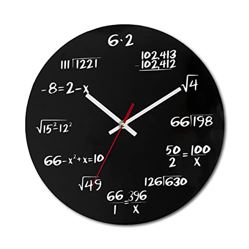 BYNYXI Math Number Wanduhr, Holzwanduhr Schwarz Weiß Lustige Mathematische Uhr Formel Uhr Minimalistische Wanduhr ohne Tickgeräusche Wanddekoration für Zuhause Wohnzimmer Schlafzimmer Büro, 29.5cm von BYNYXI