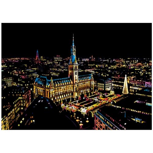 BYNYXI Nachtlicht Kratzkunst Paris - Eiffelturm Kratzbild Set mit Feuerwerk - Kreatives Kunsthandwerk für Erwachsene und Kinder Hamburg von BYNYXI