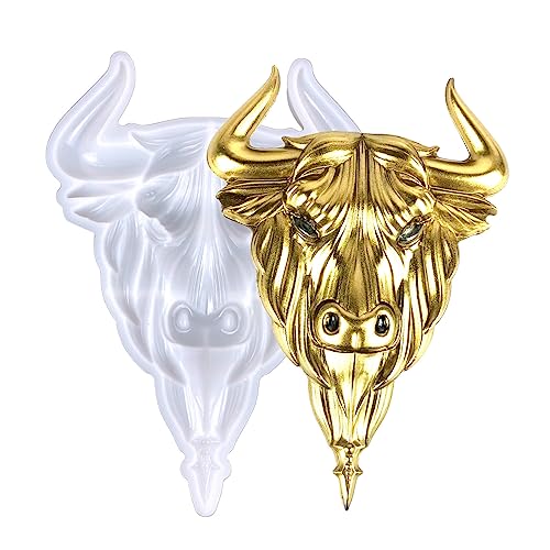 BYNYXI Rinderkopf Silikonform, 3D Elch Tierform Epoxidform Kuhkopf Hirschkopf Epoxidharz Formen DIY Silikon Formen Elk and Antlers Harz Wandbehang Realistische Hirschhorn Deer Gießform Hirschständer von BYNYXI
