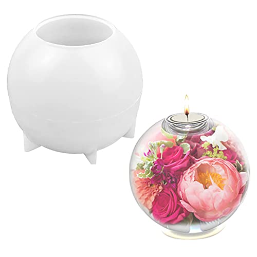 BYNYXI Silikonform Teelichthalter Rund, DIY Kugel Kerzenständer Herstellung Kristall Epoxidform Teelichthalter Runde Candle Hoder Display Gießformen Kerzenhalter für Wohnzimmer Desktop-12.5cmx11.5cm von BYNYXI