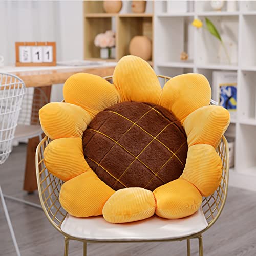 BYNYXI Sonnenblumenkissen, 48cm Bodenkissen für Kinder Sofa Stuhlkissen Sonnen Kissen Blumenform Rund Blumenkissen Baby Dekokissen für Kinderzimmer Sitzkissen Weiche Plüschkissen,38cm/48cm/68cm von BYNYXI