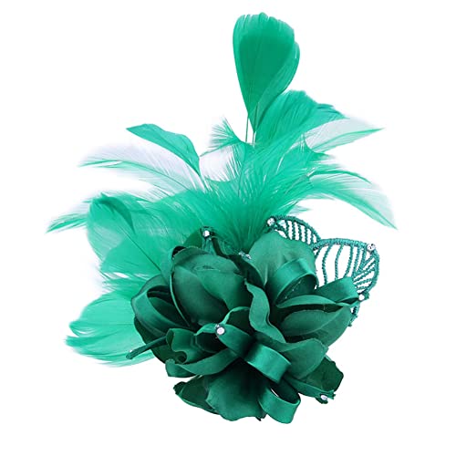 BYNYXI Vintage Feder Brosche, Damen Fascinator Elegante Ansteckblume Brosche Blume mit Federn und Perlen Brosche Hutfeder Brosche Anstecknadel Abzeichen für Anzug Hüte zum Hochzeit Bankett Party,10cm von BYNYXI