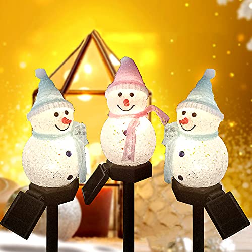 BYNYXI Weihnachtsbeleuchtung außen schneemann, LED Solarleuchten mit Erdungsstecker Solarlampen Wasserdicht Schneemann Figur 11cm Weihnachtsdeko Lampe für Außen Outdoor Rasen Terrassen Deko von BYNYXI