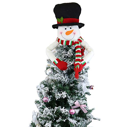 Baumkrone Weihnachten, Weihnachtsbaum Topper Schneemann Baumkrone Hugger Weihnachtsmann mit Schal Hugger Christmas Tree Topper Baumkrone Weihnachtsbaum Spitze deko für Weihnachten, Winterparty von BYNYXI
