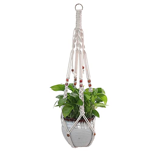 Blumenampel Makramee, Hängeampel Geflochten Blumentopf mit Hängekorb Blumenhänger Pflanzen Halter Hängepflanze Pflanzhänger für Innen Außen Balkone Wanddekoration, Länge 65cm (keine Blumentopf) von BYNYXI