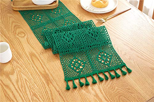 Boho Makramee Tischläufer, Spitze Tischläufer Vintage Weiß Blumenmuster Boho Tischläufer Table Runner Wedding Tischband Modern Hochzeitläufer Tischdeko für Hochzeit Party-24cmx140cm von BYNYXI