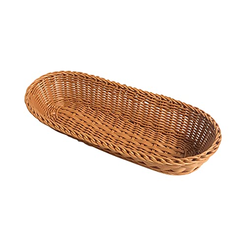 Brotkorb Geflochten Oval Weidenkorb Kunststoff Obstkorb Gärkörbchen Baguettekorb Weide Mehrzweckkorb Brot Aufbewahrungskorb Rattankorb Mehrzweckkorb für Obst Gemüse Brot,36cmx14cmx7.5cm von BYNYXI