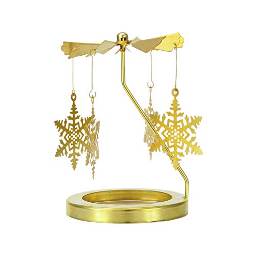 Drehbare Teelichtkarussell Engel Fee Karussell Gold Rotierender Kerzenständer Glas Teelicht Windlichthalter Rotierender Kerzenhalter Rentier Weihnachten Dekoration Geschenk Heimdekoration, 8cm von BYNYXI