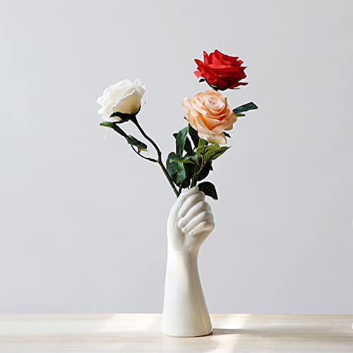 Keramik Blumenvase Handform Künstliche Vase Blumentöpfe Nordischen Stil Minimalistische Vase Tisch Pflanzenbehälter Kreative Handskulptur Blumenvase für Hochzeit Zuhause Hochzeit-23.5cmx7.8cm von BYNYXI