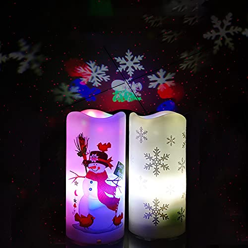 LED Projektionslampe Weihnachten, Kerzlichter LED Projektor Lichter mit Schneeflocke Schneemann Projektionslampe Teelichter USB Weihnachtslampe Deko für Halloween Weihnachten Ostern Geburtstag Party von BYNYXI