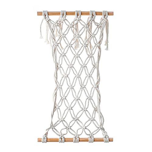 Makramee Obst Hängematte, Hängende Obstkörbe Gewebter Hängekorb mit Haken Obstkorb Hängematte unter Schrank, Gemüse Obst Halter Netz Obstschale Makramee Geflochten Deko für Küche 48cm/60cm von BYNYXI