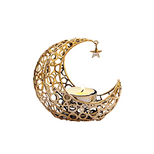 Mond Kerzenhalter Metall, Ramadan Eid Teelichthalter Muslim Ramadan Kerzenständer Schwarz Gold Eid Moon Kerzenleuchter Arabischer Kerzenhalter für Ramadan Mubarak Eid Muslim Party Dekorationen von BYNYXI