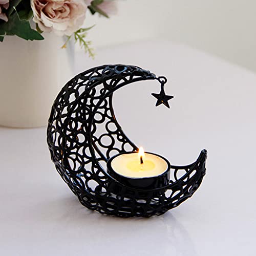 Mond Kerzenhalter Metall, Ramadan Eid Teelichthalter Muslim Ramadan Kerzenständer Schwarz Gold Eid Moon Kerzenleuchter Arabischer Kerzenhalter für Ramadan Mubarak Eid Muslim Party Dekorationen von BYNYXI