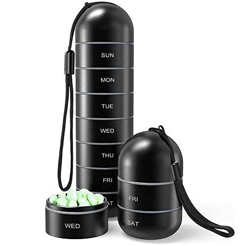 Pillendosierer 7 Tage, Metall Pillen Organizer Tablettenbox Reise wöchentlicher Pillendosierer Medikamentenbox mit Fächern Wasserdichter Pillendose für Medikamente Vitamine Fischöl, 15.5cmx3.8cm Pillendosierer 7 Tage, Metall Pillen Organizer Tablettenbox Reise wöchentlicher Pillendosierer Medikamentenbox mit Fächern Wasserdichter Pillendose für Medikamente Vitamine Fischöl, 15.5cmx3.8cm von BYNYXI