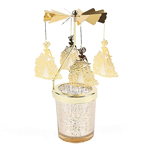 Prinzessin Karussell Kerzenhalter drehbar Teelichthalter, Gold Teelicht Karussell Glas Teelichthalter Schmetterling Kerzenständer Teelichtkarussel Metall Schneeflocke Kerzenständer, Höhe 17.5cm Prinzessin Karussell Kerzenhalter drehbar Teelichthalter, Gold Teelicht Karussell Glas Teelichthalter Schmetterling Kerzenständer Teelichtkarussel Metall Schneeflocke Kerzenständer, Höhe 17.5cm von BYNYXI
