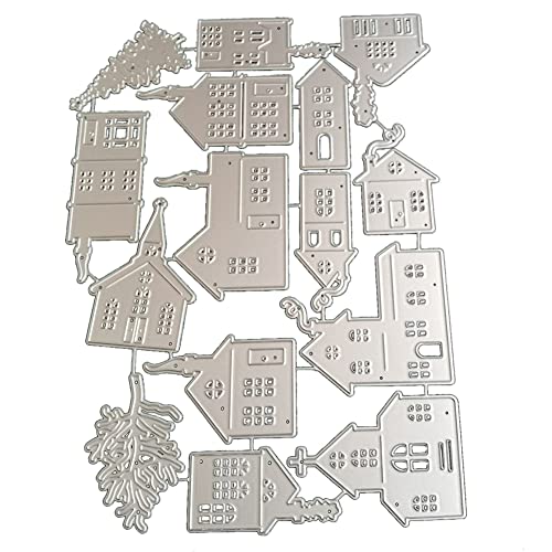 Stanzschablonen Schloss, 3D Metall Stanzformen Prägeschablonen Weihnachtshaus Im Winter Scrapbooking DIY Stanzschablonen Schloss Stanzformen Prägeschablonen Papier Deko Festival Kartenherstellung von BYNYXI