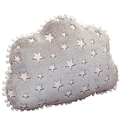 Sternkissen Leuchtend, 40cm Sternförmig Plüsch Stern Kissen Kinderzimmer Dekokissen Gefüllte Plüschkissen Graue Sternkissen Baby Kinder Stern Wolke Sternchen Zierkissen für Schlafzimmer Babyzimmer von BYNYXI