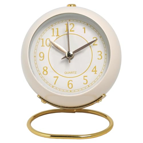 Tischwecker Analog, 10.5cm Kleine Schreibtischuhr mit Nachtlampe Wecker Retro Tischuhr Lauter Wecker Nachttischuhr Standuhr klein Modern Leise Wanduhren Tischuhr für Schlafzimmer Wohnzimmer Küche von BYNYXI
