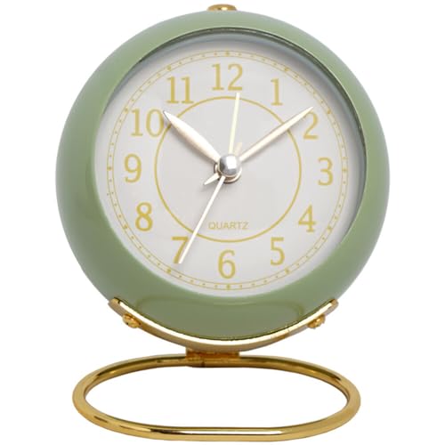 Tischwecker Analog, 10.5cm Kleine Schreibtischuhr mit Nachtlampe Wecker Retro Tischuhr Lauter Wecker Nachttischuhr Standuhr klein Modern Leise Wanduhren Tischuhr für Schlafzimmer Wohnzimmer Küche von BYNYXI
