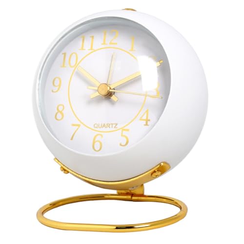 Tischwecker Analog, 11.5cm Kleine Schreibtischuhr mit Nachtlampe Wecker Retro Tischuhr Lauter Wecker Nachttischuhr Standuhr klein Modern Leise Wanduhren Tischuhr für Schlafzimmer Wohnzimmer Küche von BYNYXI