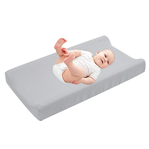 Wickelunterlage Bezug, 81cmx41cm Abnehmbarer Bezug für Wickelauflage Wickeltisch Wickelablage Weiche Bauwolle Elastisches Changing Pad Cover Atmungsaktiv Wiederverwendbar Babyparty Geschenk von BYNYXI