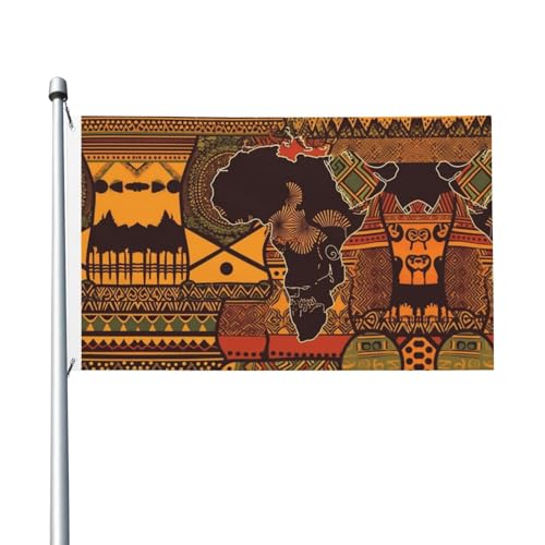 Afrikanische Landkarte, ethnisches Muster, Willkommensflagge, 90 x 150 cm, kein Verblassen, doppelseitige Hausflaggen, Outdoor-Banner, Dekoration für Innenhof, Veranda, Rasen Afrikanische Landkarte, ethnisches Muster, Willkommensflagge, 90 x 150 cm, kein Verblassen, doppelseitige Hausflaggen, Outdoor-Banner, Dekoration für Innenhof, Veranda, Rasen von BYPPJGH