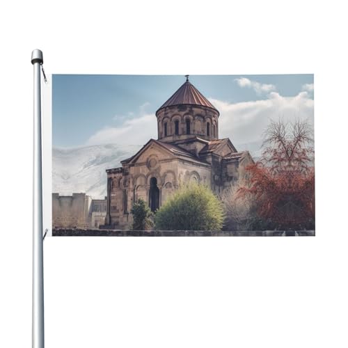Armenische Kirche, Willkommensflagge, 90 x 150 cm, kein Verblassen, doppelseitige Hausflaggen, Outdoor-Banner, Dekoration für Innenhof, Veranda, Rasen Armenische Kirche, Willkommensflagge, 90 x 150 cm, kein Verblassen, doppelseitige Hausflaggen, Outdoor-Banner, Dekoration für Innenhof, Veranda, Rasen von BYPPJGH