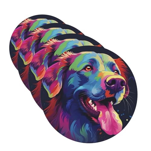 Bunte Hunde-Untersetzer für Getränke, 4 Stück, Leder, Teetassen-Untersetzer, Getränkeuntersetzer für Tasse, Küche, Bar, Heimdekoration, Einweihungsgeschenk Bunte Hunde-Untersetzer für Getränke, 4 Stück, Leder, Teetassen-Untersetzer, Getränkeuntersetzer für Tasse, Küche, Bar, Heimdekoration, Einweihungsgeschenk von BYPPJGH